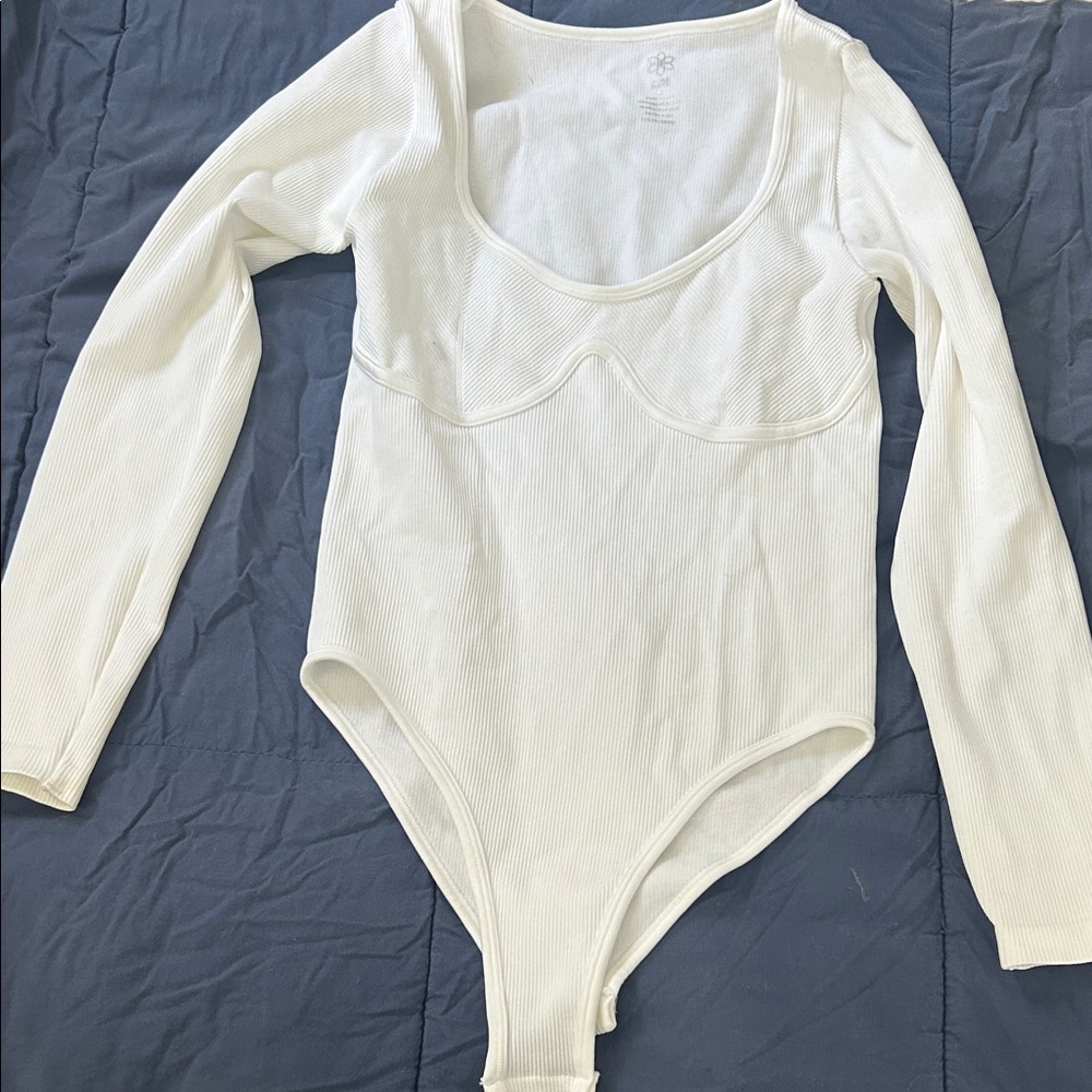 Aura White Long Sleeve Bodysuit